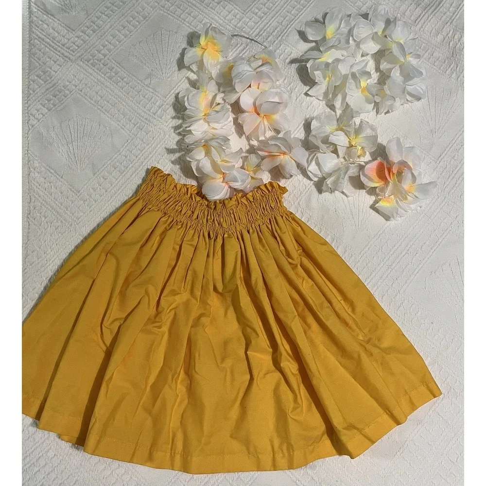 HULA OHANA little Girls Hula Hawaiian Aloha Skirt And Lei Set MC adjustable
